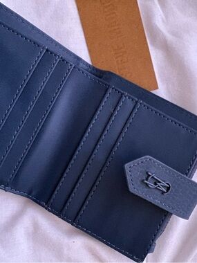Steve Madden Navy and Beige Card Wallet with Tab